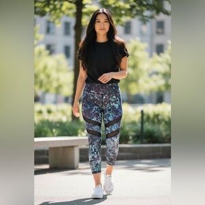 Fabletics Blue and Black Patterned Leggings